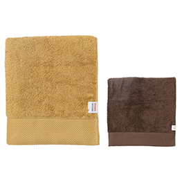 バス・フェイスタオルセット(カーキ・ダークブラウン)
